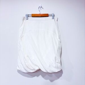 NUOVO BORGO White silk‎ draped sculptural midi skirt elegant | Size 6 *
